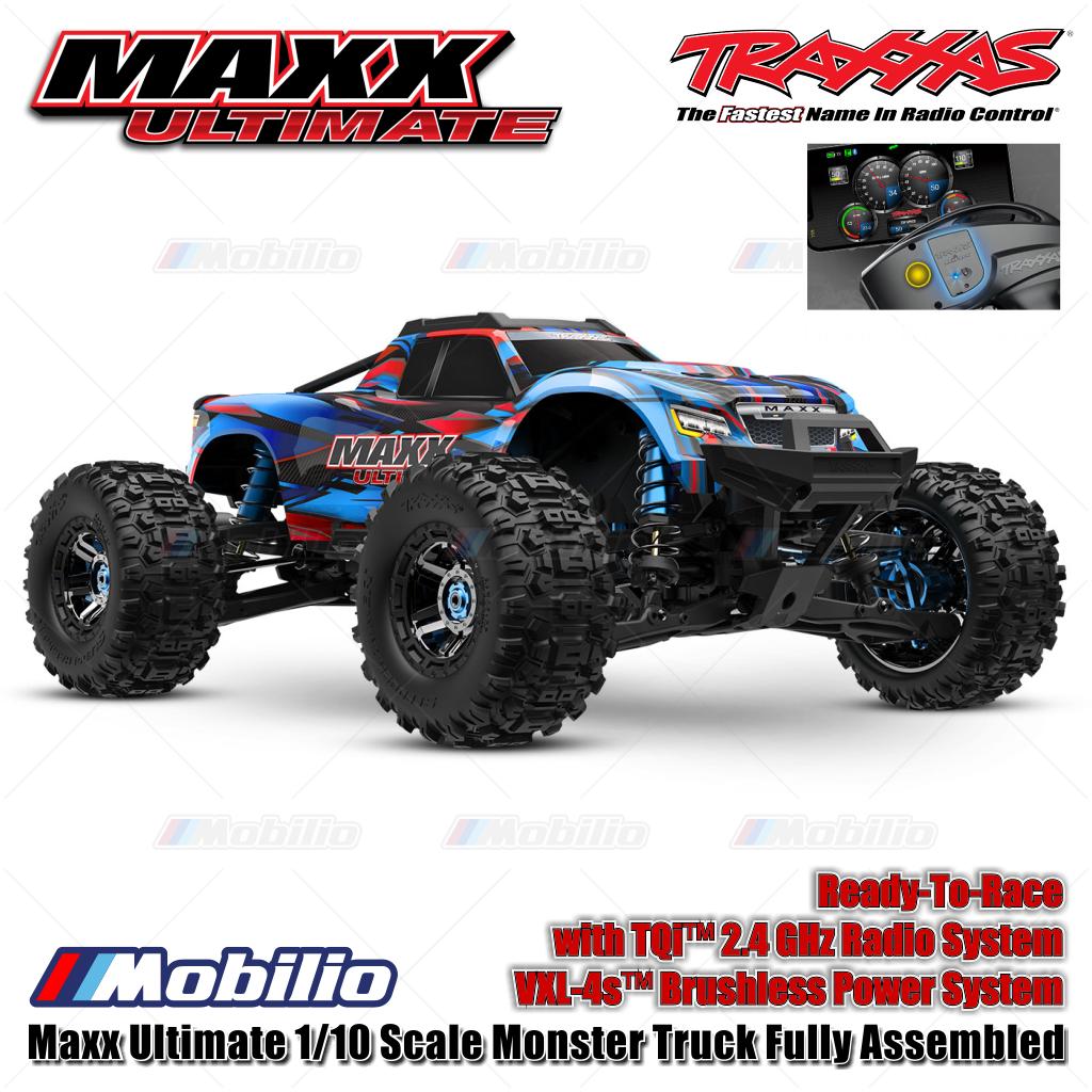 Traxxas 89087-4 Maxx Ultimate Truk Monster Skala 1/10 Rakitan Lengkap RTR Siap Balap RC dengan Sistem Radio TQi 2.4 GHz dan Sistem Tenaga Brushless VXL-4S