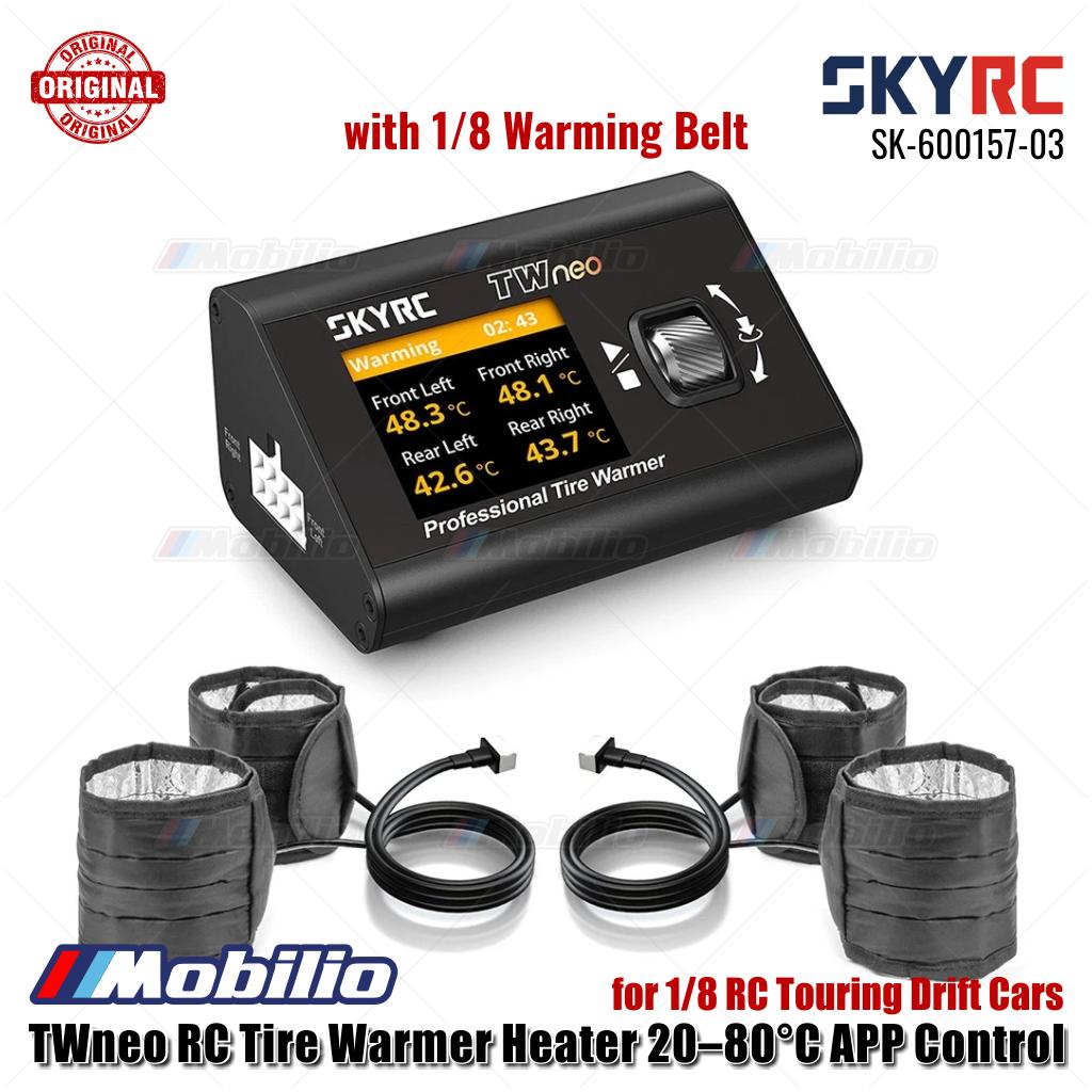 SkyRC #SK-600157 TWneo RC Penghangat Ban Pemanas 20–80℃ Kontrol Suhu 4 Roda Independen Kontrol Aplikasi untuk Ban Balap Mobil On-Road RC Skala 1/8 & 1/10
