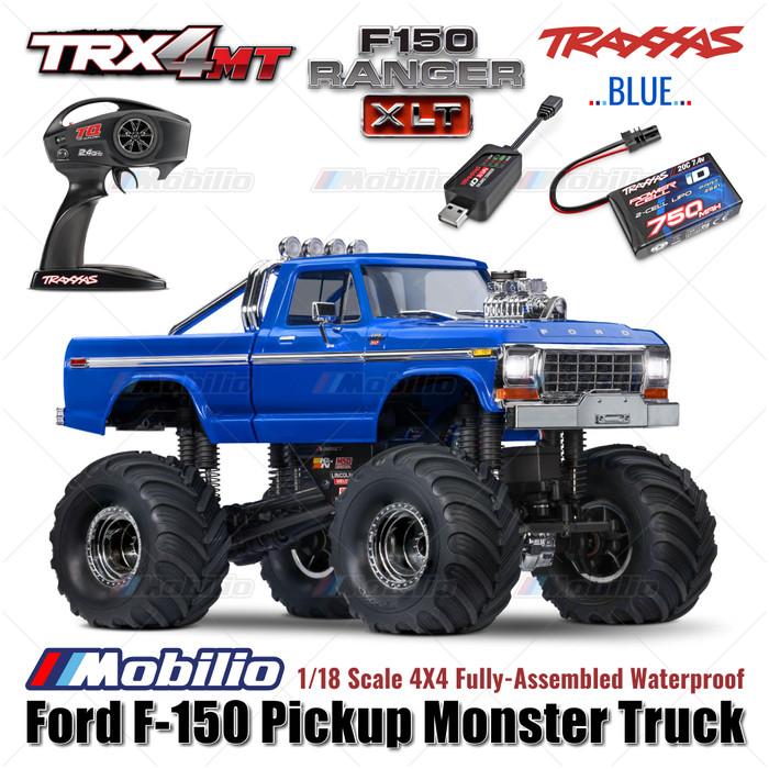 Traxxas 98044-1 TRX-4MT Ford F-150 Ranger XLT Pickup Monster Truck Bigfoot Skala 1/18 4X4 RTR Rakitan Lengkap Tahan Air TRX4MT Tanpa Klip