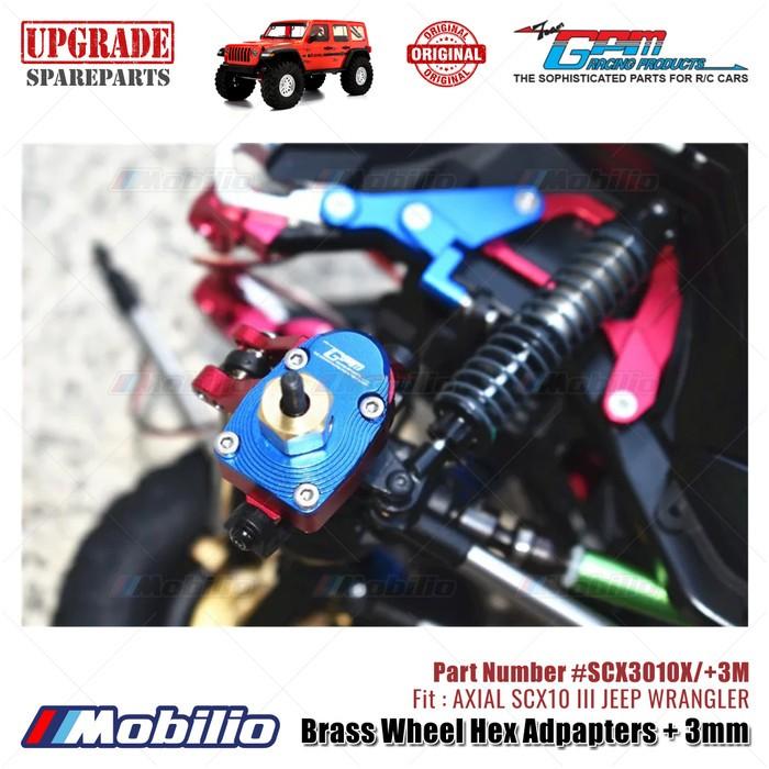GPM Part #SCX3010X/+3M Brass Wheel Hex Adpapters + 3mm Upgrade Axial SCX10 III Jeep Wrangler AXI232018 Replacement Remote Control