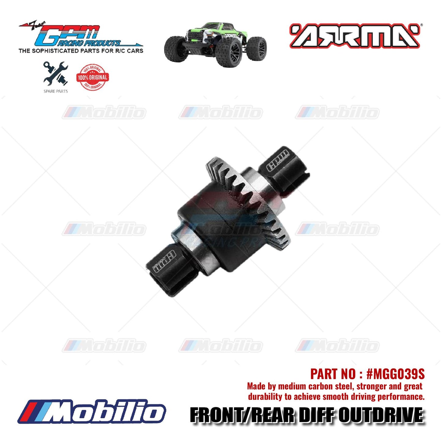 GPM Part #MGG039S Medium Carbon Steel Front / Rear Differential Outdrive RC Arrma Granite Typhon Grom Mega