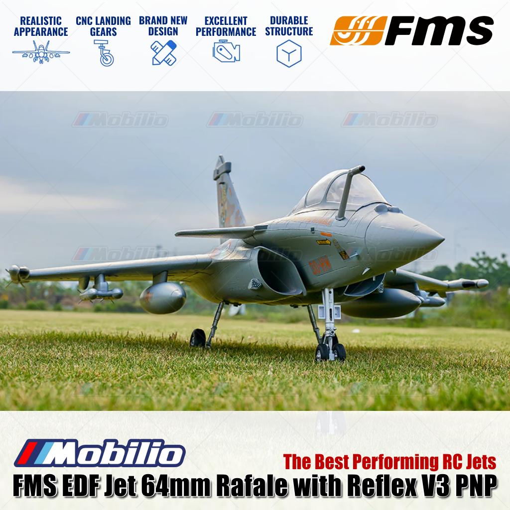Jet FMS EDF 64mm Rafale dengan Reflex V3 PNP, Jet RC Berperforma Terbaik untuk Aero Modelling