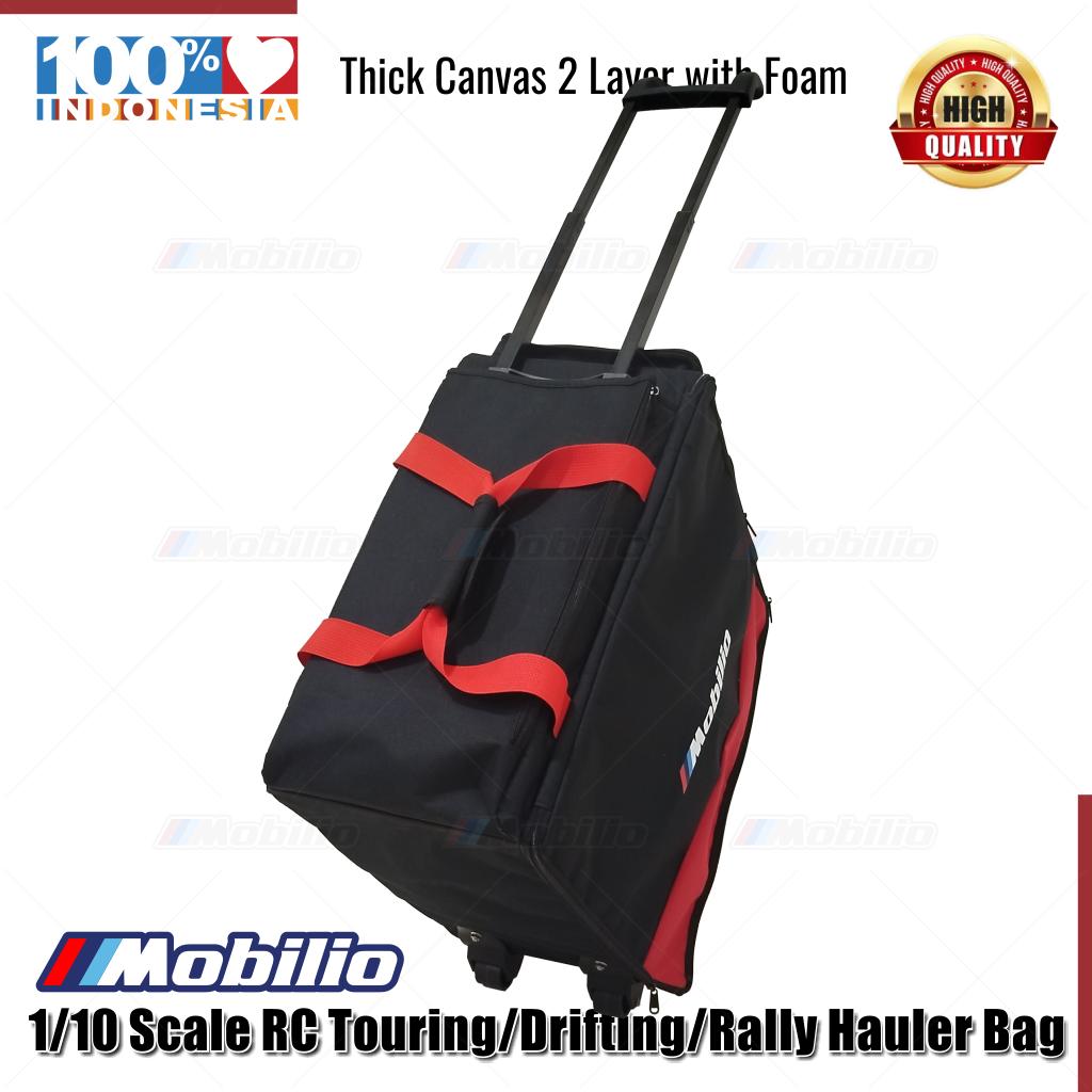 Mobilio Tas Koper 1/10 Scale RC Touring Drifting Rally Hauler Bag with 4 Inner Box Fits 2 Cars Remote Charger and 4 Additional Pockets for tools