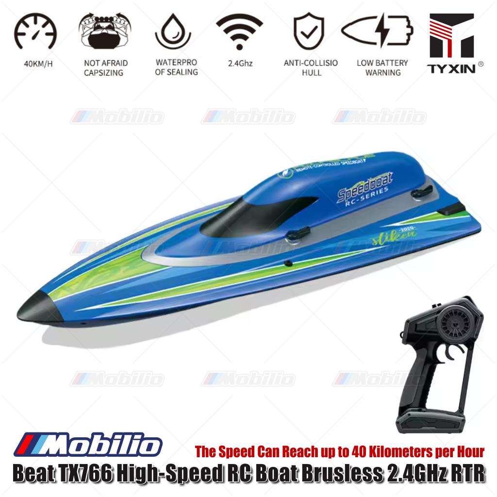 Beat TX766 Perahu RC Kecepatan Tinggi Tanpa Sikat 2.4GHz RTR 40KM/J Atur Ulang Kapasitas Besar Anti Air Kendali Jarak Jauh