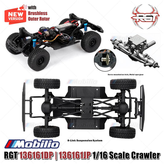 RGT 136161DP | 136161JP RC Crawler Off-Road Adventure 1/16 Scale with Brushless System Outer Rotor Motor