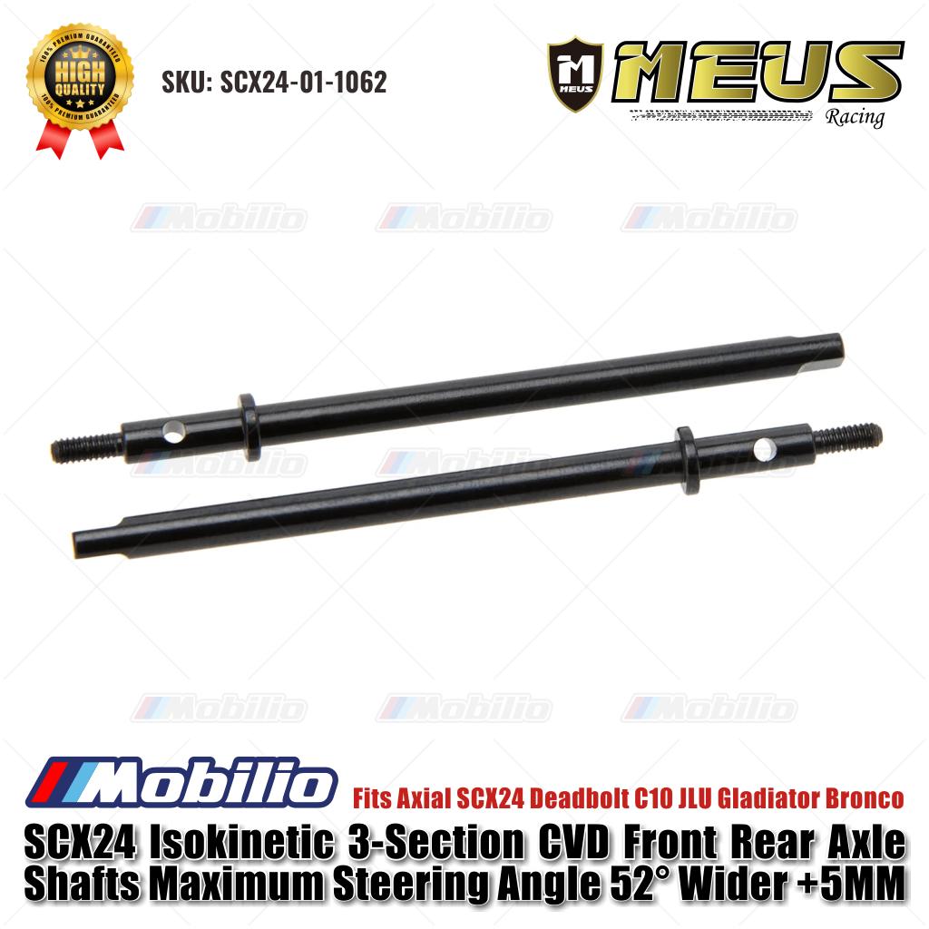 MEUS Racing SCX24 Poros Gandar Depan Belakang CVD Isokinetik 3 Bagian Sudut Kemudi Maksimal 52° Lebih Lebar +5MM Cocok untuk Axial SCX24 Deadbolt C10 JLU Gladiator Bronco