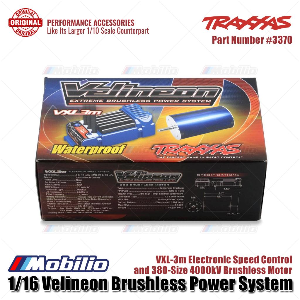 Traxxas Part #3370 1/16 Velineon Brushless Power System VXL-3m Electronic Speed Control and 380-Size 4000KV Brushless Motor