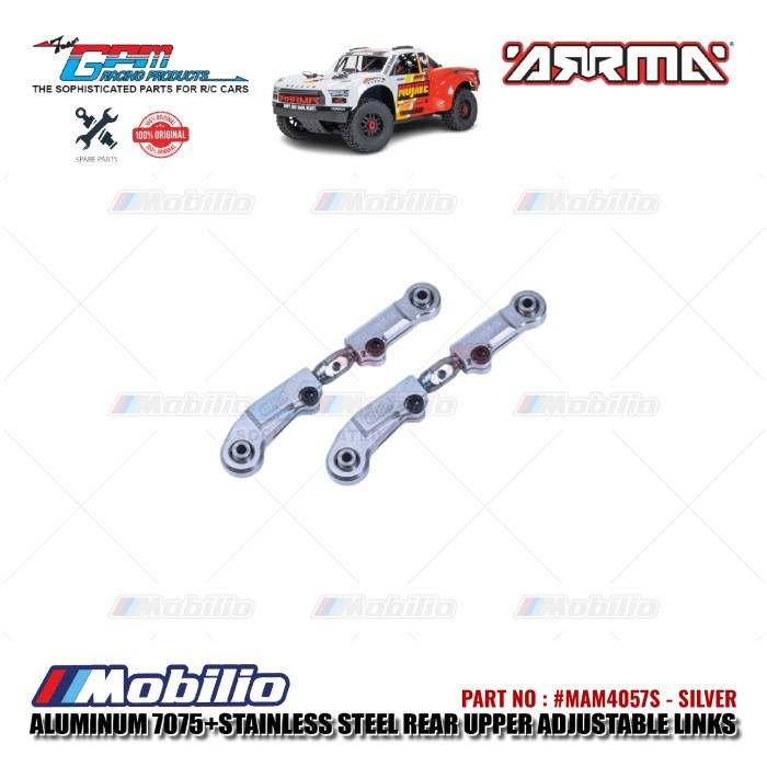GPM Bagian #MAM4057S Tautan Atas Belakang yang Dapat Diatur Aluminium dan Baja Tahan Karat Arrma 1/8 Mojave 4X4 4S BLX Truk Gurun Kendali Jarak Jauh