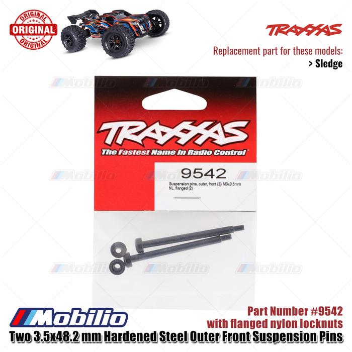 Traxxas Part #9542 Hardened Steel Outer Front Suspension Pins with Flanged Nylon Locknuts RC Sledge 1/8 Scale Off-Road