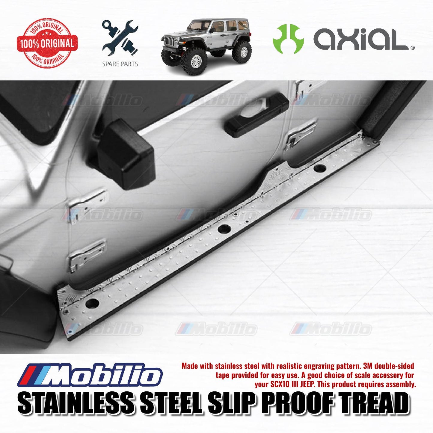 GPM Part #SCX3ZSP2 Stainless Steel Slip Proof Tread for Axial SCX10 III Jeep Wrangler