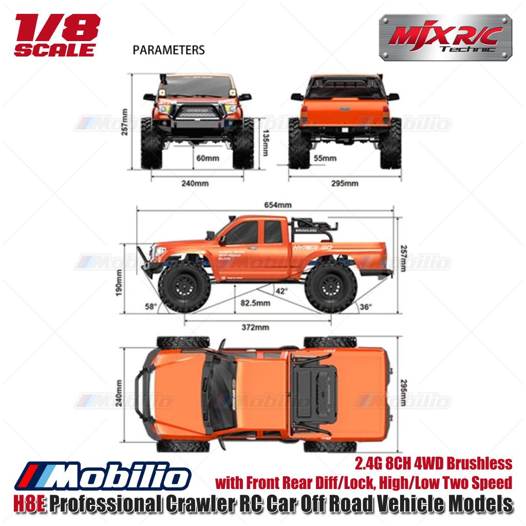 MJX H8E Mobil RC Perangkak Profesional Model Kendaraan Off Road Skala 1/8 2.4G 8CH 4WD Sistem FOC Tanpa Sikat