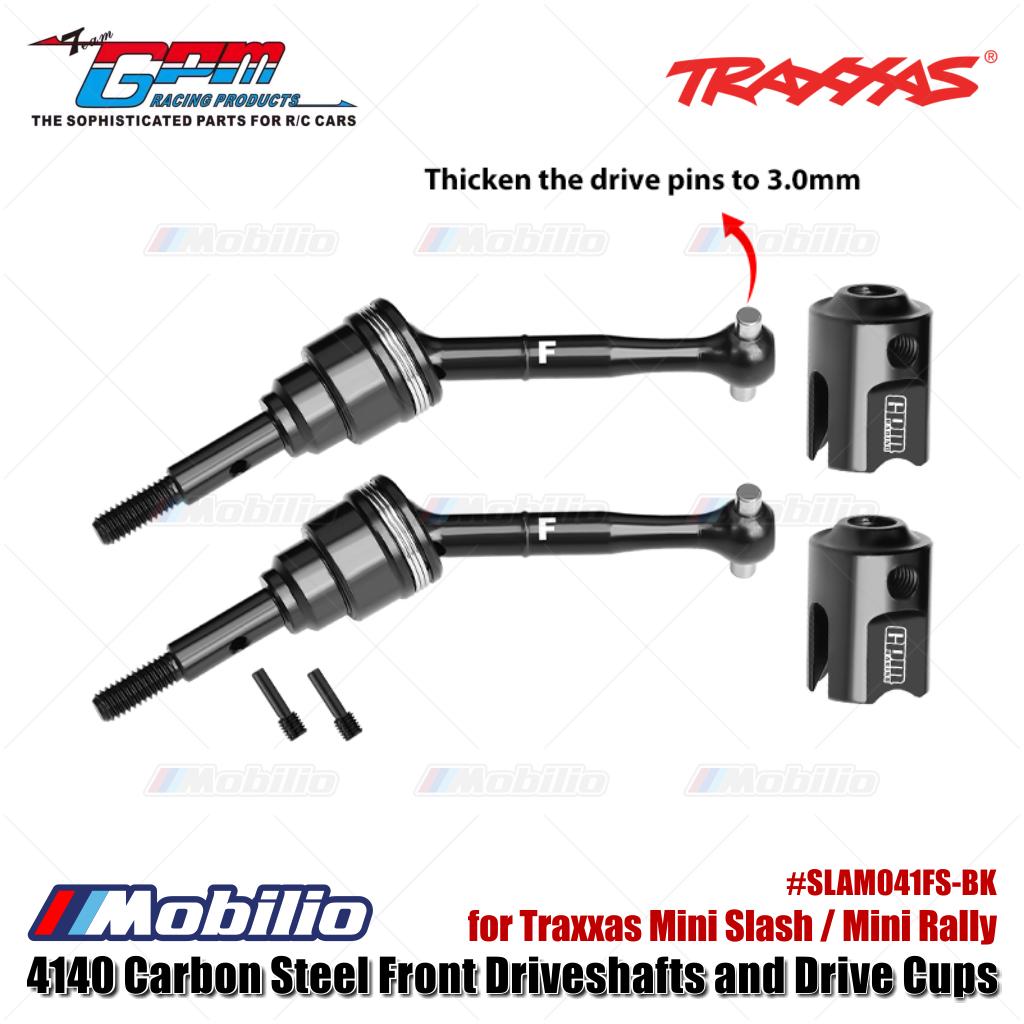GPM Part #SLAM041FS-BK 4140 Carbon Steel Front Driveshafts and Drive Cups for Traxxas Mini Slash / Mini Rally Upgrade