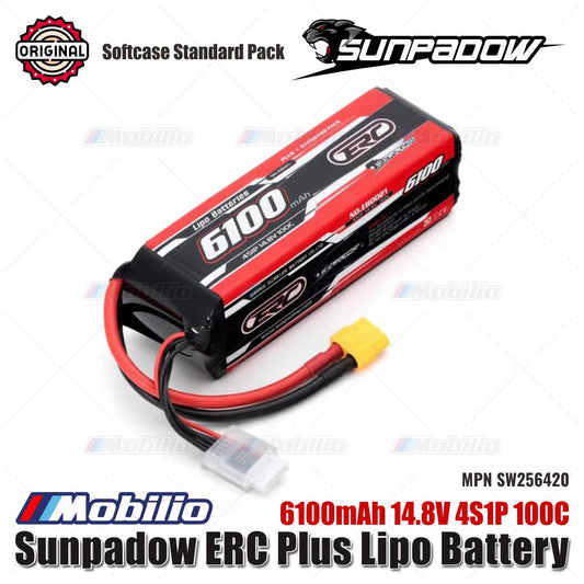 Sunpadow ERC Plus Lipo Battery 6100mAh 14.8V 4S1P 100C Softcase #SW256420