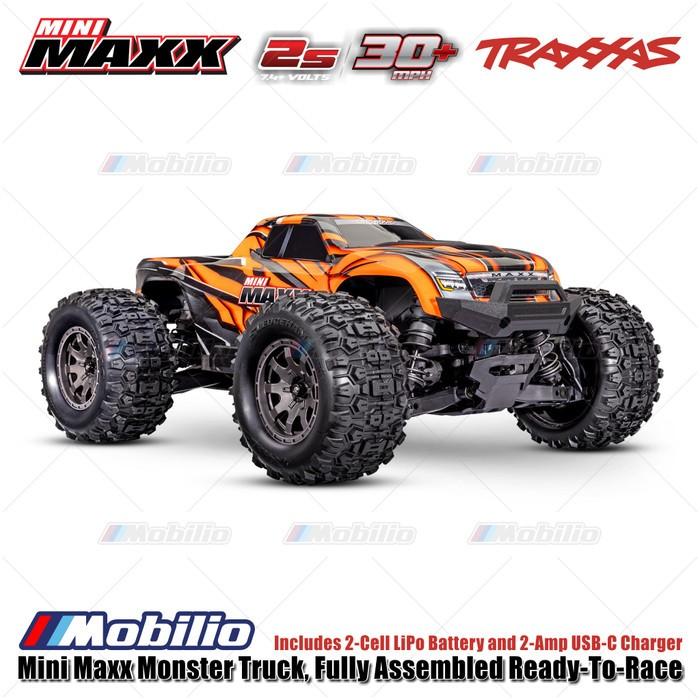 Traxxas 107154-1 Mini Maxx Monster Truck Rakitan Lengkap Brushless Siap Balap (RTR) Termasuk Baterai & Charger Kecepatan 30+ mph Penggerak 4WD Tahan Air Sistem Radio TQ 2.4 GHz