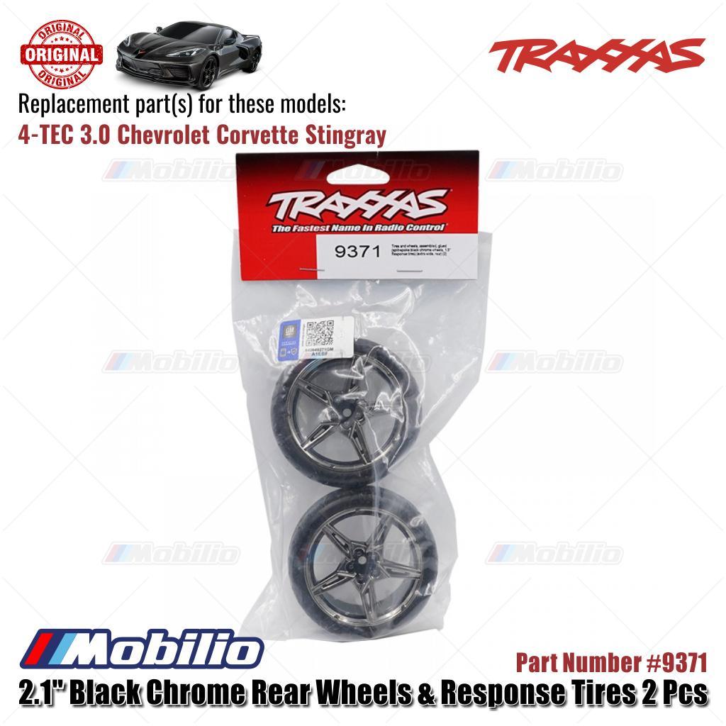 Traxxas Part #9371 2.1" Black Chrome Rear Wheels & Response Tires 2 Pcs RC Chevrolet Corvette Stingray