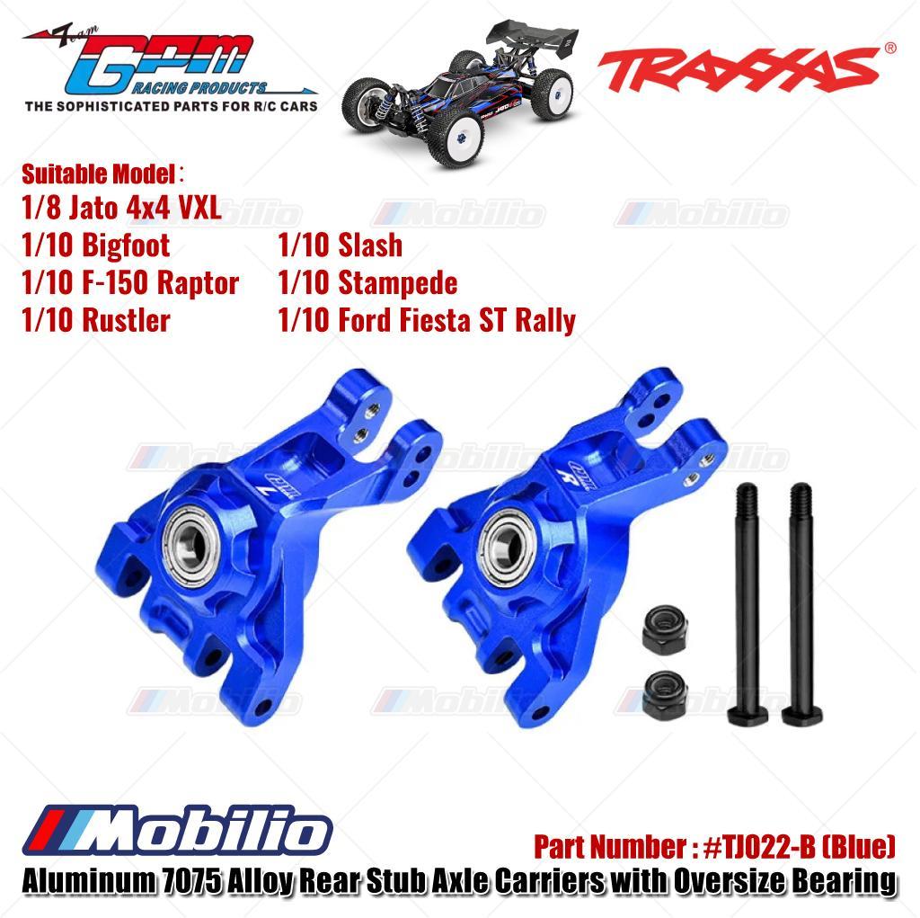 GPM Part #TJ022 Aluminum 7075 Alloy Rear Stub Axle Carriers with Oversize Bearing for Traxxas 1:8 Jato 4x4 VXL / 1/10 Bigfoot / Ford F-150 Raptor / Rustler / Slash / Stampede / Ford Fiesta ST Rally Upgrade Parts