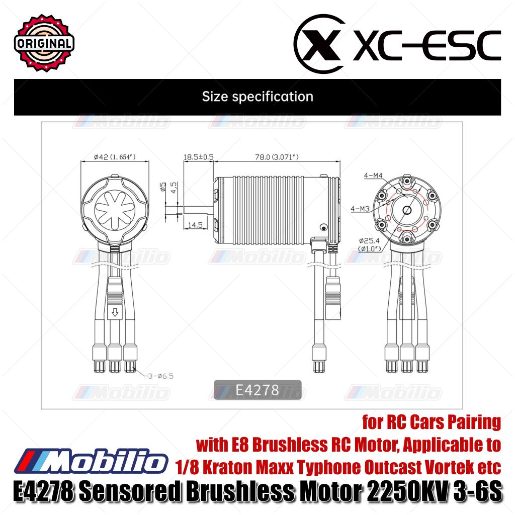 XC-ESC E4278 Motor Brushless Sensor 2250KV FOC 3-6S untuk RC Truk Rakasa 1/8