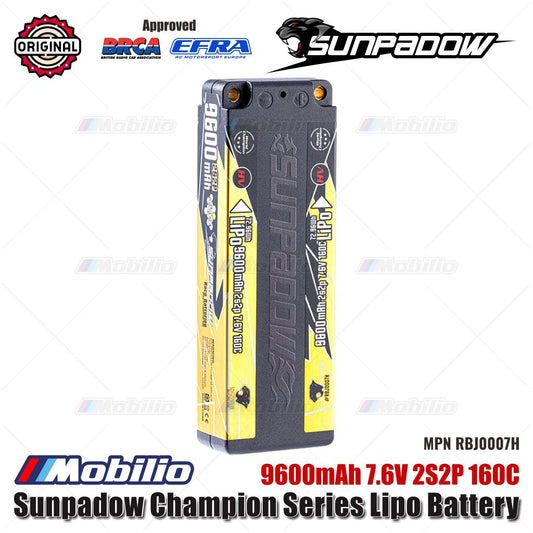 Sunpadow Champion Series Lipo Battery 9600mAh 7.6V 2S2P 160C #RBJ0007H