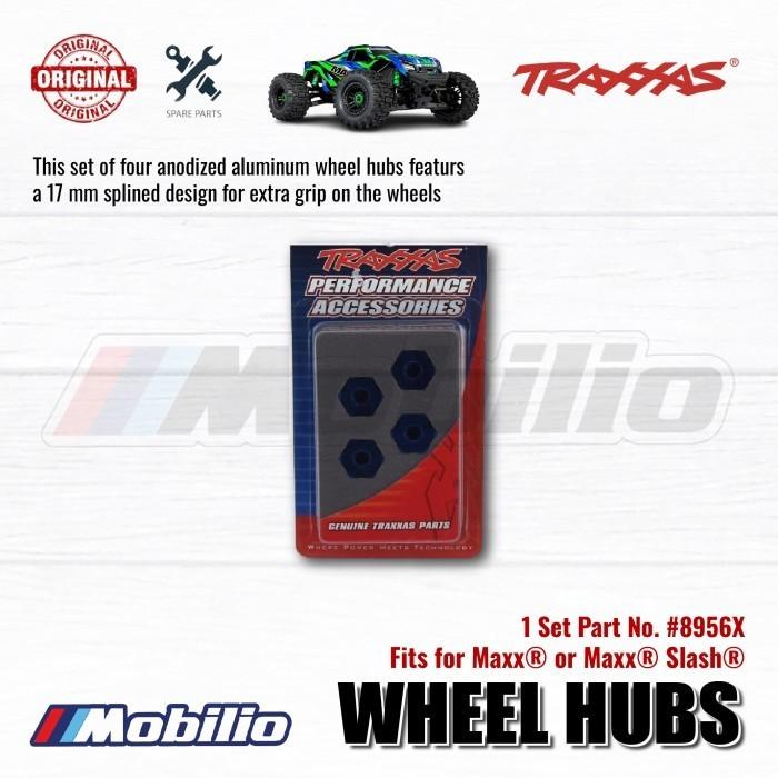 Traxxas Part #8956X Wheel Hubs Hex Blue-anodized with 4x13mm Screw Pins for RC Slash Maxx Truck