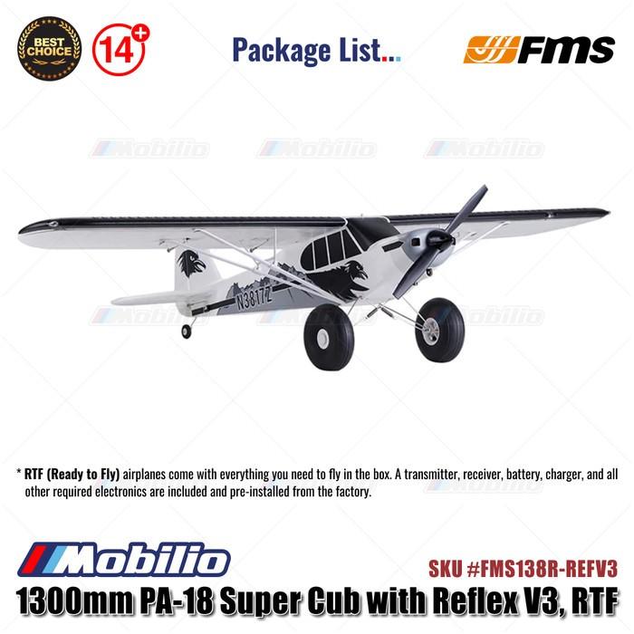 FMS 1300mm PA-18 Super Cub dengan Reflex V3 - PNP/RTF #FMS138R-REFV3 RC Pesawat Aeromodelling