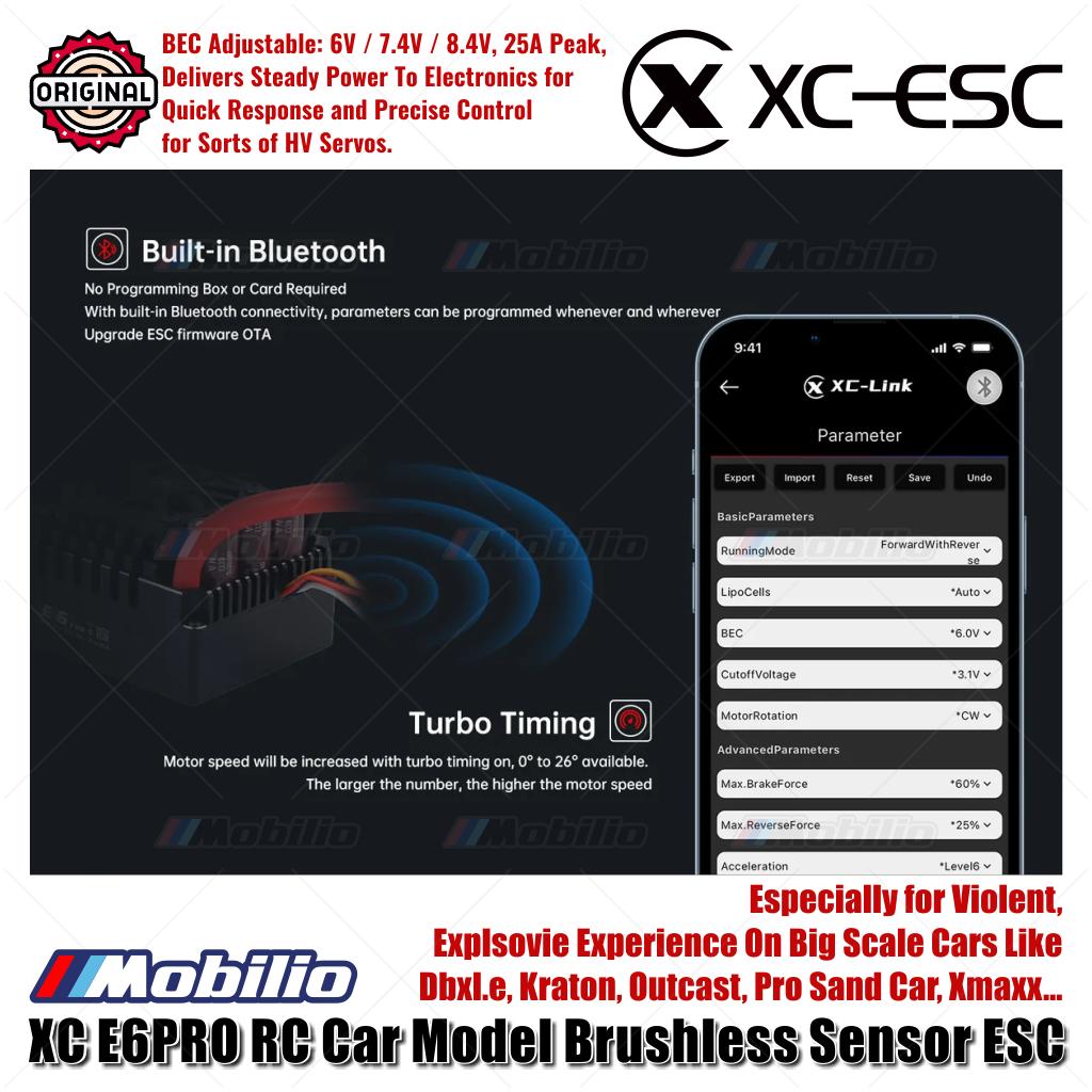 XC-ESC E6 PRO Brushless Sensored ESC untuk Mobil RC LiPo 3-8S 300A Berkelanjutan BEC 8A Puncak 25A