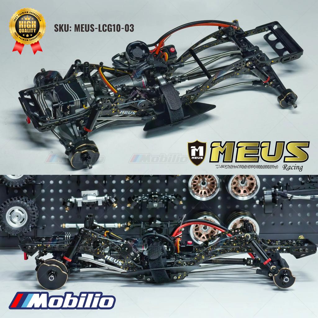 MEUS Racing Gold Rush V2 Carbon Fiber LCG Chassis Kit MEUS-LCG10-03 untuk 1/10 Axial SCX10 SCX10 II Capra 1.9 UTB dan Rakitan DIY Lainnya