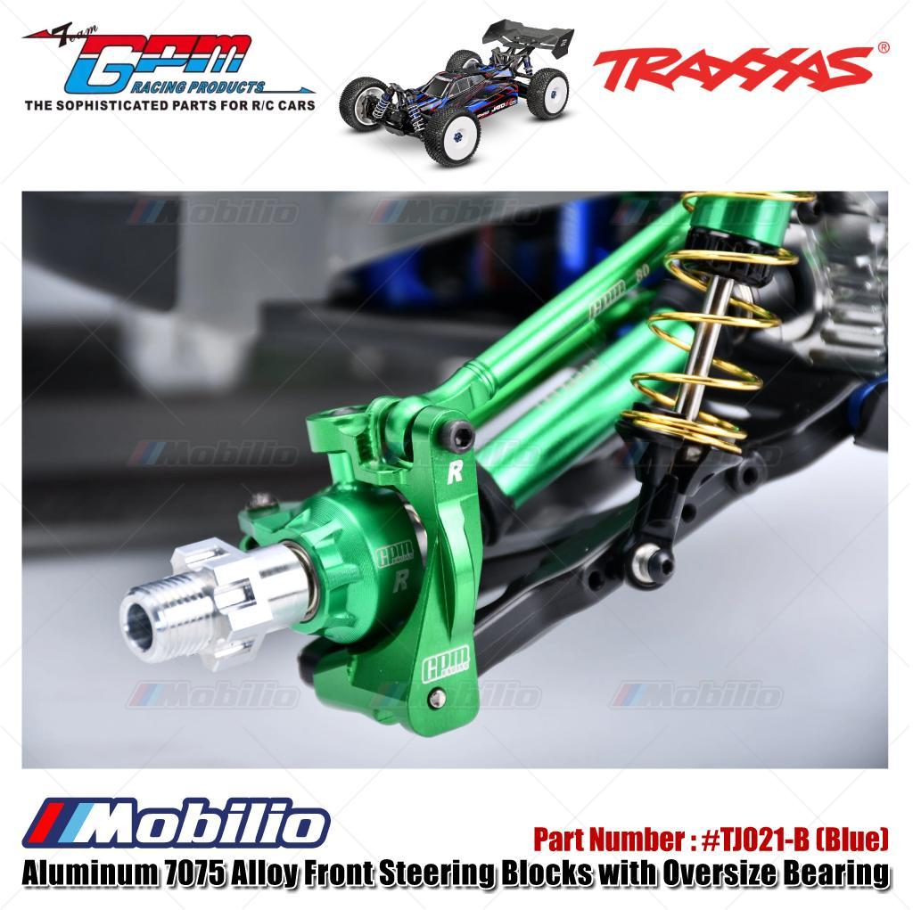 GPM Part #TJ021 Aluminum 7075 Alloy Front Steering Blocks with Oversize Bearing for Traxxas 1:8 Jato 4x4 VXL / 1/10 Bigfoot / Ford F-150 Raptor / Rustler / Slash / Stampede / Ford Fiesta ST Rally Upgrade Parts