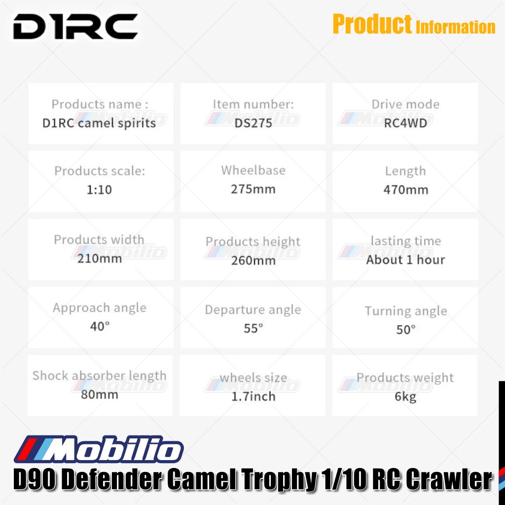 D1RC DS275 D90 Defender Camel Trophy 1/10 Scale 275mm Wheelbase RC Crawler Car Adventure