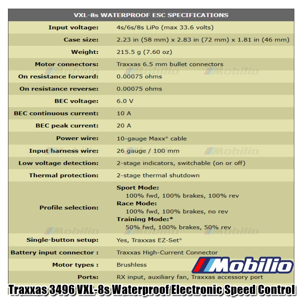 Traxxas Part #3496 Velineon VXL-8s Waterproof Electronic Speed Control (Brushless)