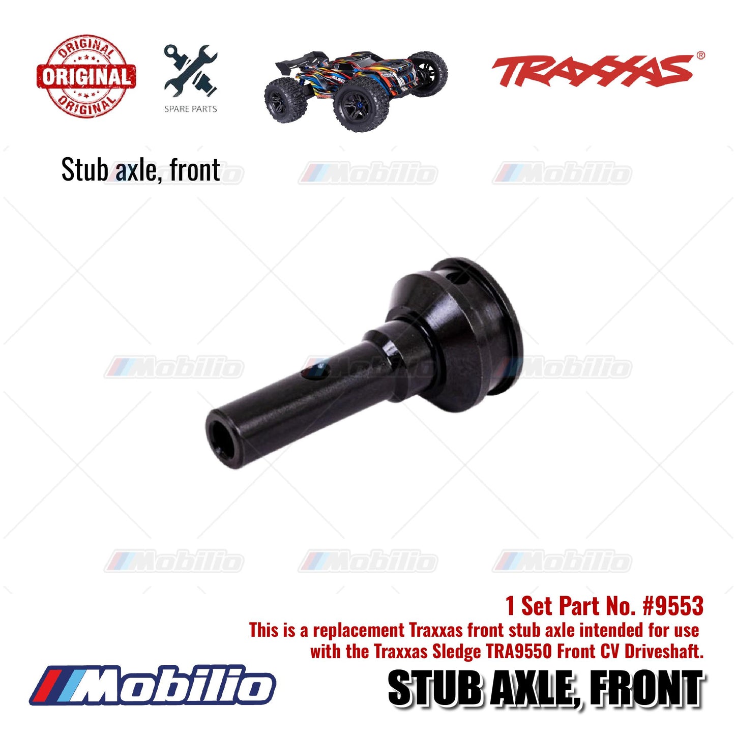 Traxxas Part #9553 Replacement Steel Front Stub Axle for RC Sledge Monster Truck
