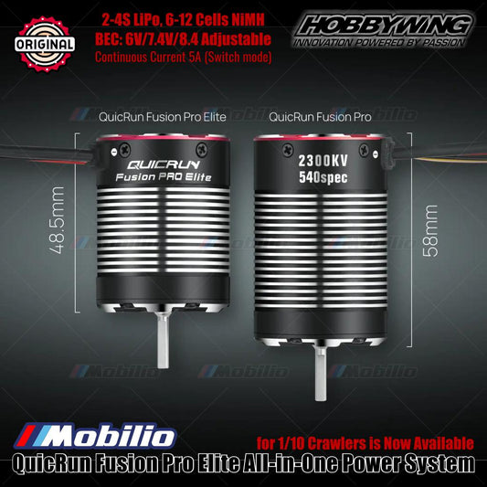 Hobbywing QuicRun Fusion Pro Elite All-in-One Power System 2300KV 540 for RC 1/10 Scale Crawlers Car Adventure