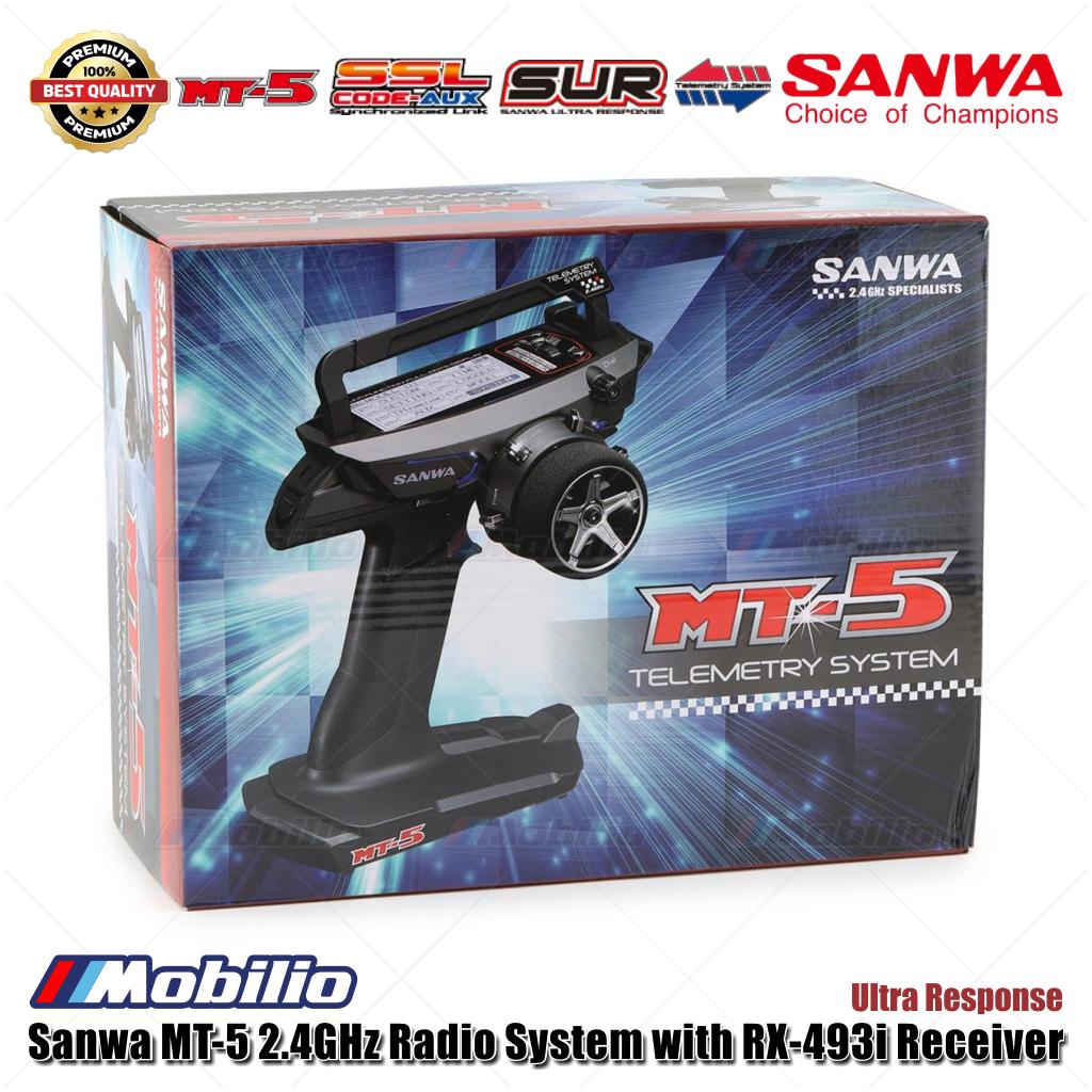 Sanwa MT-5 2.4GHz Radio System with RX-493i Receiver Ultra Response Remote Transmitter RC Car Boat