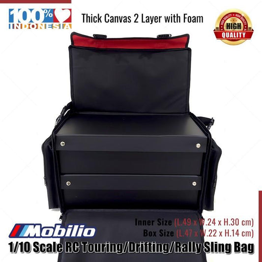 Tas 1/10 Scale RC Touring Drifting Rally Sling Bag with 2 Inner Box Fits 2 Cars