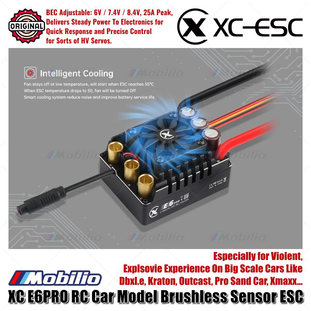 XC-ESC E6 PRO Brushless Sensored ESC untuk Mobil RC LiPo 3-8S 300A Berkelanjutan BEC 8A Puncak 25A
