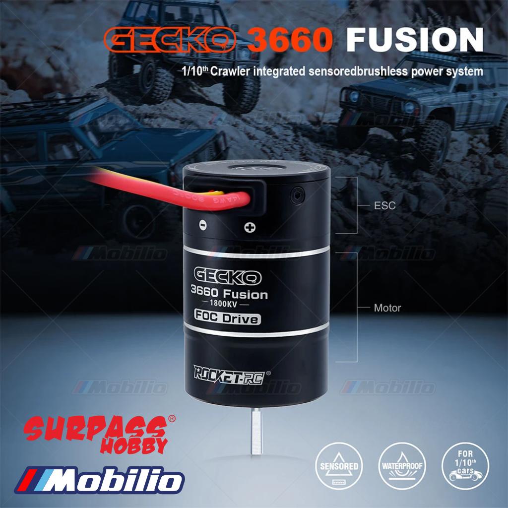 Surpass Hobby Gecko 3660 Fusion FOC 1800KV Motor + 40A ESC All-in-One Waterproof for 1/10 RC Crawler Car Trucks Model