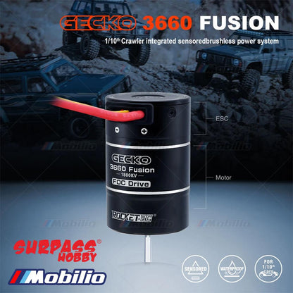 Surpass Hobby Gecko 3660 Fusion FOC 1800KV Motor + 40A ESC All-in-One Waterproof for 1/10 RC Crawler Car Trucks Model