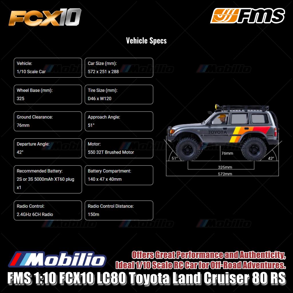 Mobil RC FMS 1:10 FCX10 LC80 Toyota Land Cruiser 80 RS untuk Petualangan Off-Road Crawler