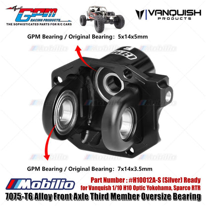 GPM Part #H10012A 7075-T6 Alloy Front Axle Third Member Oversize Bearing for Vanquish 1/10 H10 Optic Yokohama Sparco RTR