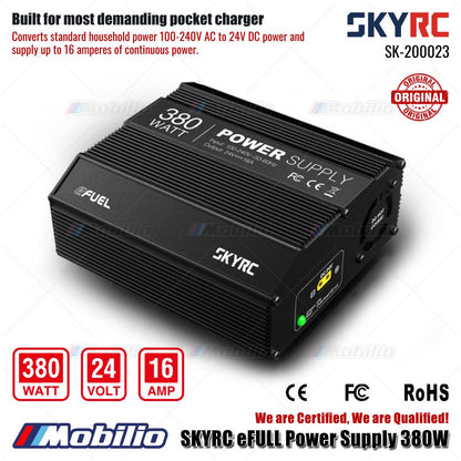 SKYRC #SK-200023 Catu Daya eFULL 380W 100-240V AC ke 24V DC untuk Pengisi Daya RC