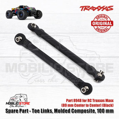 Traxxas Part #8948 Pair of 100 mm (89 mm center to center) black molded composite toe links for Maxx, Maxx Slash, Maxx Ultimate