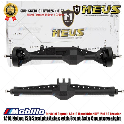 Gandar Lurus ISO Nilon 1/10 MEUS Racing dengan Penyeimbang Gandar Depan untuk Axial Capra II SCX10 II dan Crawler RC 1/10 DIY Lainnya