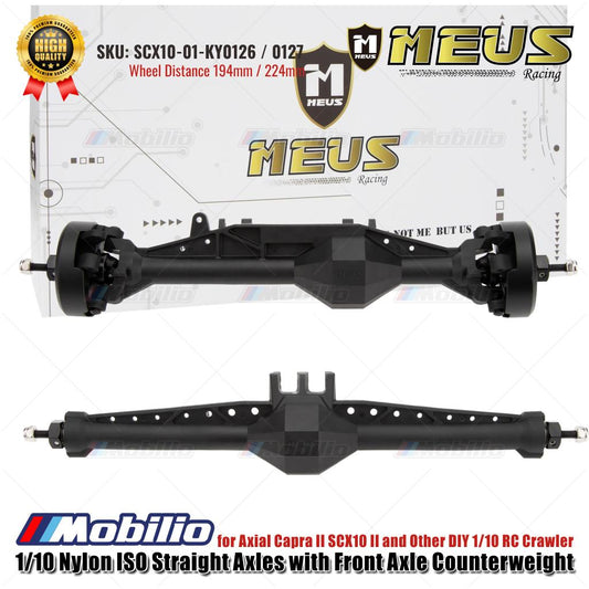 Gandar Lurus ISO Nilon 1/10 MEUS Racing dengan Penyeimbang Gandar Depan untuk Axial Capra II SCX10 II dan Crawler RC 1/10 DIY Lainnya
