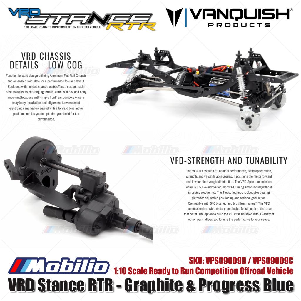 Vanquish Products VRD Stance RTR - Graphite VPS09009D & Progress Blue VPS09009C Kendaraan Offroad Kompetisi Siap Jalan Skala 1:10