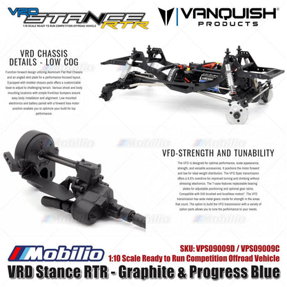 Vanquish Products VRD Stance RTR - Graphite VPS09009D & Progress Blue VPS09009C Kendaraan Offroad Kompetisi Siap Jalan Skala 1:10