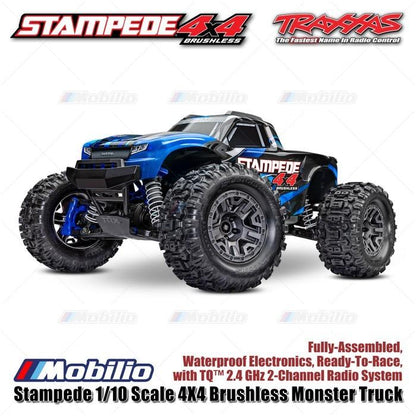 Traxxas 67154-4 Stampede BL-2S Truk Monster 4X4 Brushless Skala 1/10 Rakitan Lengkap Tahan Air RTR