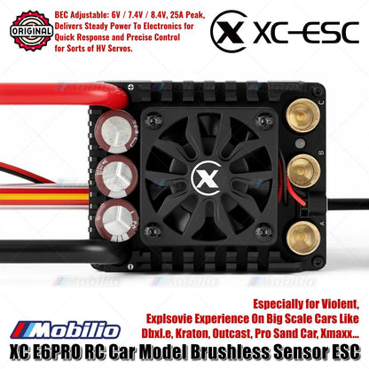 XC-ESC E6 PRO Brushless Sensored ESC untuk Mobil RC LiPo 3-8S 300A Berkelanjutan BEC 8A Puncak 25A