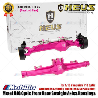 MEUS Racing Metal H10 Optic Front Rear Straight Axles Housings dengan Brass Steering Knuckles & Servo Mount MEUS-H10-25 untuk 1/10 Vanquish H10 Optic