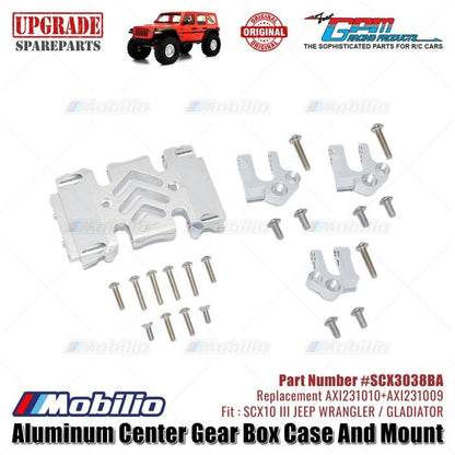 GPM Part #SCX3038BA Center Gear Box Case Skid Plate Mount Axial SCX10 III Wrangler Gladiator AXI231010 AXI231009 Replacement  Remote Control