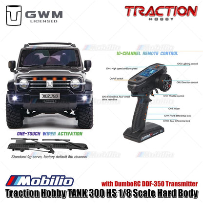 Traction Hobby TANK 300 HS 1/8 Skala Bodi Keras TANK300-HS RC Mobil Crawler Petualangan RTR Remote Control
