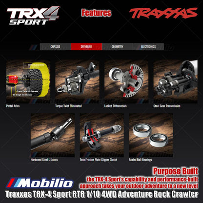 Traxxas 82224-4 TRX-4 Sport 1/10 Scale 4X4 Trail Truck Waterproof Electronics with TQ 2.4 GHz 2-Channel Radio System RTR